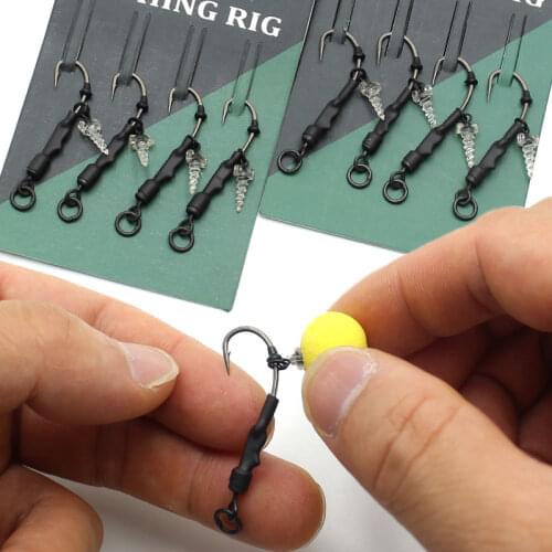 4PCS Carp Fishing Ronnie Rig Ready Tied Rig For Carp Fishing Accessories 360° Bait Screw Fishhook Chod Zig Rig Carp Fish Tackle