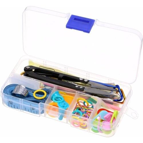 56pcs Practical Sewing Tool Crochet Hooks Knit Yarn Weave Knitting Needle Clip Marker Tool with Case for Weaving Sweater Scarf