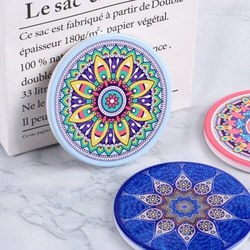 6 new patterned ceramic coasters European and American flower cork insulation mats home tea set accessories teacup mats