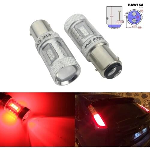 ANGRONG 2x Red 567 PR21/5W BAW15d LED Fog Tail Stop Brake Indicator Light Bulb(CA317)