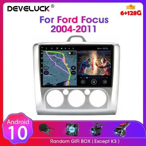 Develuck For Ford Focus 2 3 Exi MT AT Mk2/Mk3 2004-2011 Android Car Radio 2 din Navigation AI Voice Control Bulit-in Carplay DSP
