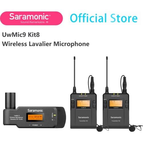Saramonic UwMic9 TX9+TX9+RX-XLR9 Wireless Lavalier Microphone 2 Transmitter & XLR Battery Grip XLR Receiver for Camera Camcorder