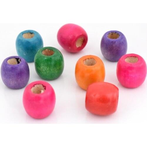 30pcs/lot 16x17mm Mixed Colors Large Hole Wooden Beads Making DIY Bracelet Necklace Loose Beads Jewelry Accessories