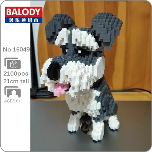 CB Balody 16049 Grey Schnauzer Dog Animal Pet 3D Model 2100pcs Small Mini Diamond Blocks Bricks Building Toy For Children No Box