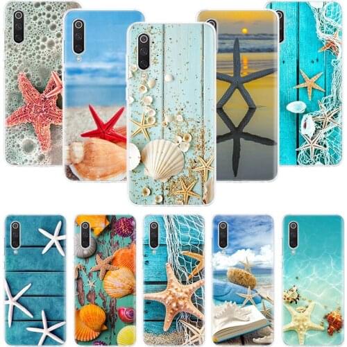 Blue Wood Seashells Sea Star Case for Xiaomi Redmi Note 10 9 9S 8 7 6 8T 8A 7A 6A S2 K30 K20 MI 9 8 CC9 F1 Lite Pro Soft TPU Pho