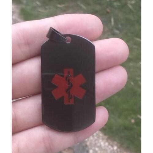 Black dog tag cheap custom medical LOGO dog tags low price custom steel red medical dog tags