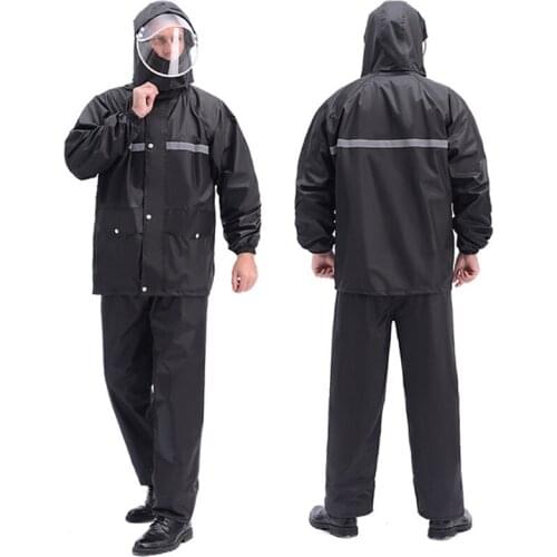 Breathable Men Women Raincoat Waterproof Outdoor Rain Pants Cycling Motorcycle Rain Coat With Hat Reflective Poncho Rainwear Set