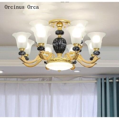 European high-end painted ceramic chandelier living room dining room bedroom luxury led alloy Chandelier free shipping