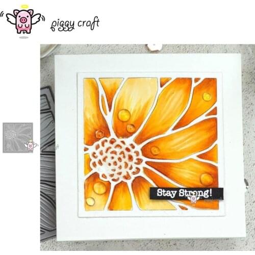Piggy Craft metal cutting dies cut die mold Flower square frame Scrapbook paper craft knife mould blade punch stencils dies