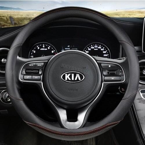 Carbon Fibre Leather Car Steering Wheel Cover for Kia Sportage Picanto Sorento Cerato Rio X Line Optima Auto Accessories