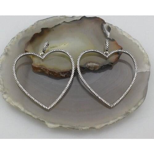 40*40mm 5pcs/lot Heart shape cz pendant,open heart shape antique silver color cz charm,handmade diy necklace jewelry component