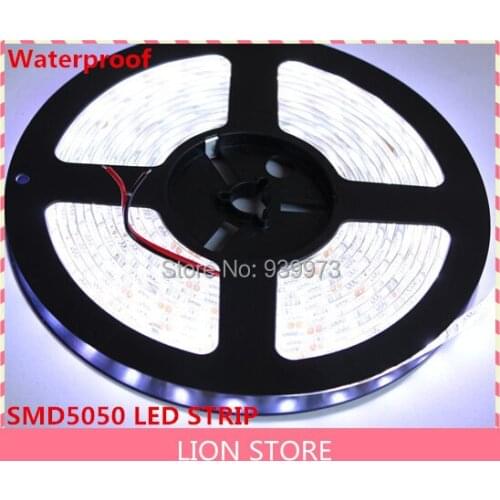 Best price ! 5m/lot 300LED 5050 SMD 12V waterproof Flexible light 60LEDs/M LED strip, white/warm white/blue/green/red/yellow