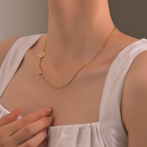 Acheerup New Customized Fashion Stainless Steel Name Necklace Personalized Letter Gold Choker Necklace Pendant Nameplate Gifts