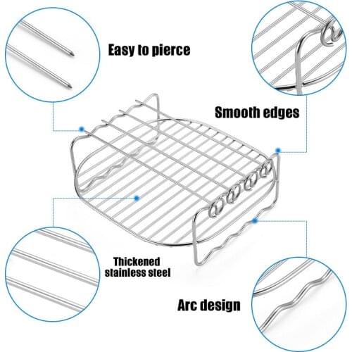 Air Fryer Accessories Air Fryer Rack Set of 3 Multi-purpose 7 Inch Double Layer Rack Metal Holder for Kitchen Tools WWO66