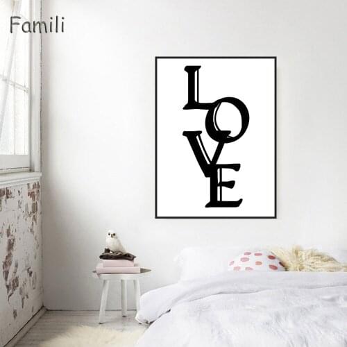 Love Wall Art Scandinavian Poster Typography Art Love Black & White Modern Printable Inspirational paninting on the wall