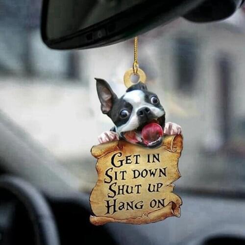 2021 New Arrival Dog Car Hanging Ornament with Text Poster Cute Car Hanging Ornament Keychain Car Pendant Creative Cute Dog