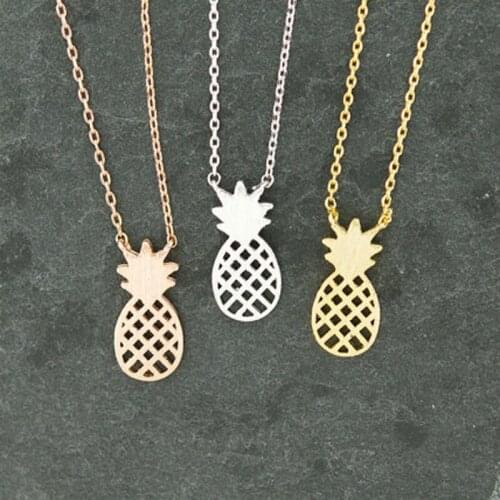 Wholesale 10piece Hawaii Pineapple Jewelry Dainty Pendant Chain Necklace For Women Tiny Gold Color Ananas Choker Collier Femme
