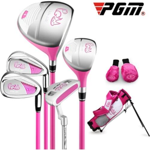 PGM Pickcat 3-12 Years Old Kids' Golf Club Set for Girls & Boys, 5 Golf Clubs with A Rack Bag, 2 Free Headcovers