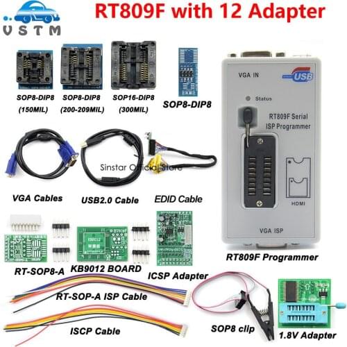 2021 Newest RT809F ISP Programmer/ RT809 lcd usb programmer Repair Tools 24-25-93 serise IC with 12 adapters