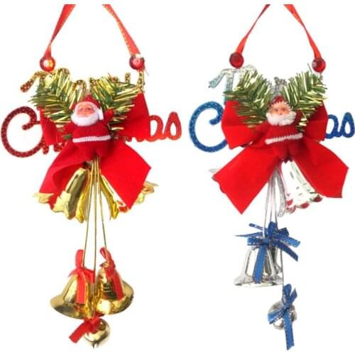 Christmas Jingle Bell Door Hangers with Bow for Christmas Decorations Ornaments