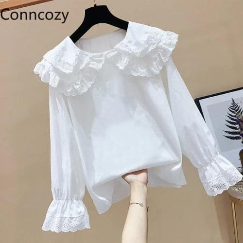 Girls Shirts Kids Clothes Girls 8-12 Girl Top Ruffles 12t Fall Kids Cotton Blouse School Outfit for Teen Girl White Pullover