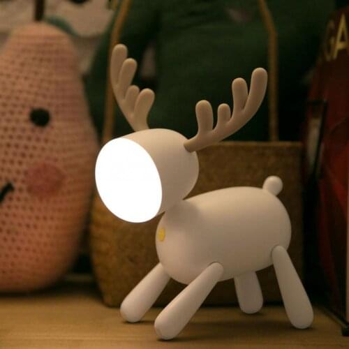 Elk Deer LED Night Light Adjustable Brightness Timing USB Charging Table Lamp Night Lighting Cartoon Deer Shape Lighting