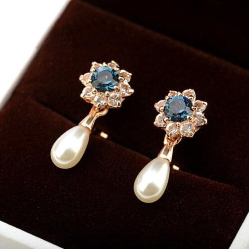 Clip On Earrings Without Piercing Jewellery for Mothers Day Fashion Teardrop Pearl Flower Clip Earings Wedding Party Bijoux ift