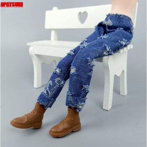 Blue Fashion Ripped Denim Jeans Trousers For Barbie Doll Clothes Pants For Barbie 1/6 BJD Dollhouse Accessories Kids & Baby Toys