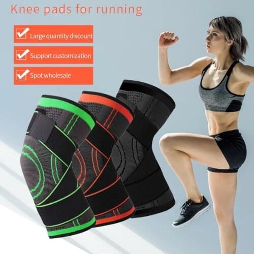 1PC Sports Kneepad Men Pressurized Elastic Knee Pads Support Fitness Gear Basketball Volleyball Brace Protector