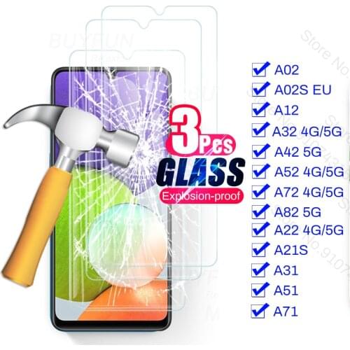 3PCS Glass On Sumsung Gelaxi A 02 S 12 22 32 42 52 72 82 21S 31 51 Sansung A12 A32 A22 A52 A72 2021 4G 5G Glass,Movie Film,Stekl