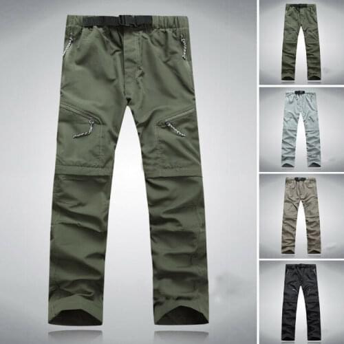 Outdoor Mens Quick Drying Pants Mens Quick Dry Hiking Fishing Pants Zip Off Leg Casual Cargo Trousers