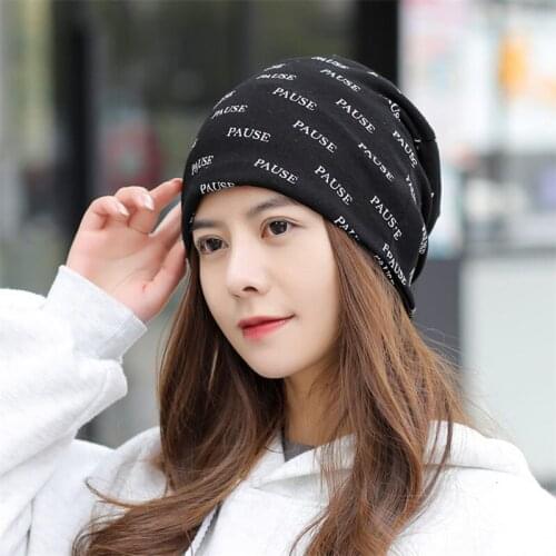 Fashion Letter hats for women Autumn Winter Ear Protection Warm Hat Spring Summer Multi-Purpose Turban Cap Face Mask Hood Caps