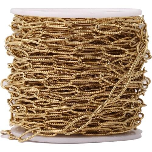 1 Meter Width 5mm Gold Stainless Steel Chains Oval Cable Emboss Chain for DIY Necklace Bracelet Jewelry Making Supplies