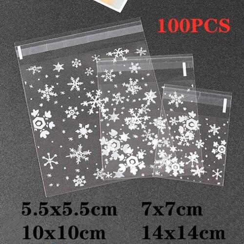 100 pieces of OPP self-adhesive bag snowflake polka dot Christmas party wedding cookies holiday ziplock bag packaging supplies