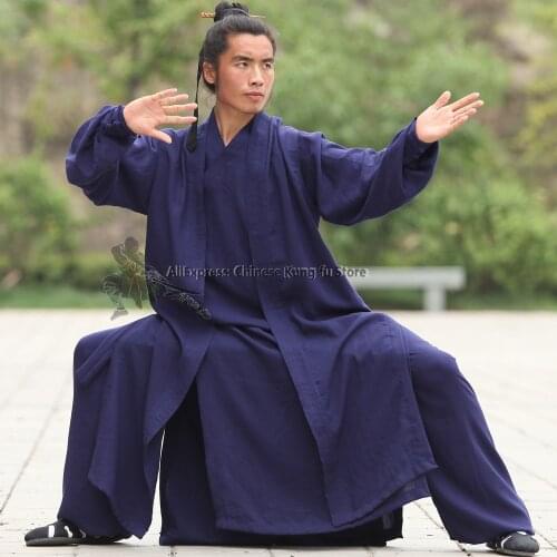 25 Colors Linen 3 Pieces Shaolin Monk Wudang Taoist Tai Chi Suit Martial arts Kung fu Wing Chun Uniforms Robe Pants and Vest