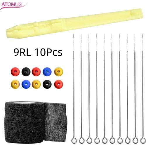 Stainless Steel 9RL Tattoo Needles Kit Professional Sterilized Tattoo Bandage Body Painting Pen Needle Hand Stick Poke Liner