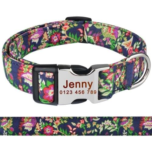 AiruiDog Small Large Personalised Dog Collar Male Female Pet Custom Engraved Name ID Tag