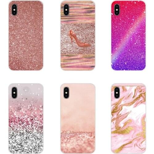 Accessories Shell Cases Gold Pink rose Glitter Dust love For Samsung A10 A30 A40 A50 A60 A70 M30 Galaxy Note 2 3 4 5 8 9 10 PLUS