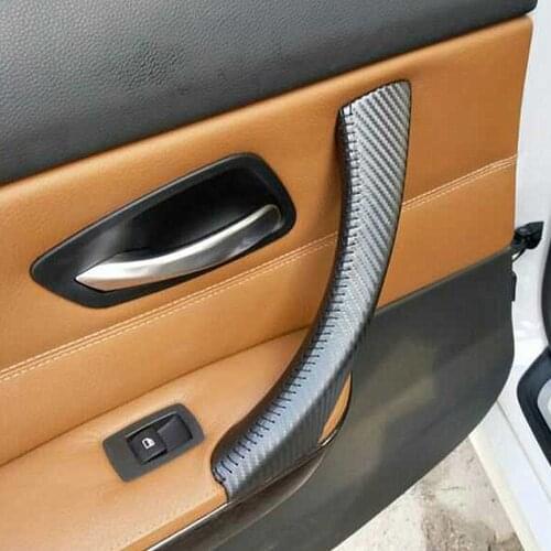 Car Styling Interior Door Handle Leather Hand Sewing Panel Pull Trim Cover For BMW 3 Series E90 E91 E92 E93 2005-12 Black/Beige