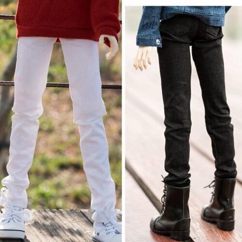 BJD Black and white Jeans pants for 1/4 msd,1/3 SD13 SD17 Uncle Doll Clothes ,Fashion Doll Clothes for Dolls Accessories