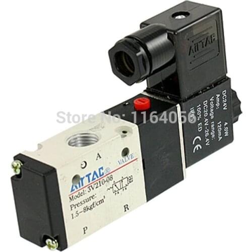 DC 24V 3V210-08 2 Position 3 Way 1/4 PT Air Pneumatic Solenoid Valve