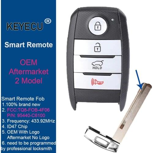 KEYECU for Kia Sorento 2019 2020 Keyless-Go Smart Remote Key, Fob 433MHz - ID47 Chip - FCC ID: TQ8-FOB-4F06 UMa PE - 95440-C6100