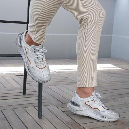 FARUK SAGIN FLORIN Male White Genuine Leather Casual Shoes