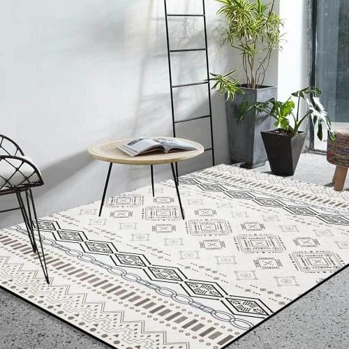 Geometric Stripes Morocco Carpets for Bed Room Living Room Decoration Boho European Gray Area Rugs Non Slip Chair Cushion Mats