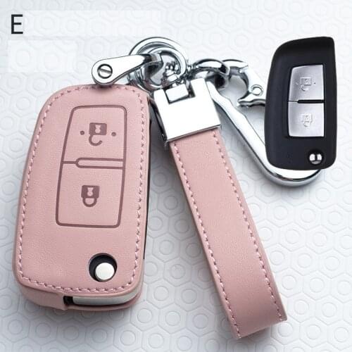 Leather Car Key Cover Case for Nissan Qashqai J11 X-Trail Juke Micra Murano Tiida Maxima Altima Pulsar Accessories Ring