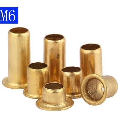 M6 Copper Brass Vias Rivet Nuts Through Hole Rivets Hollow Grommets