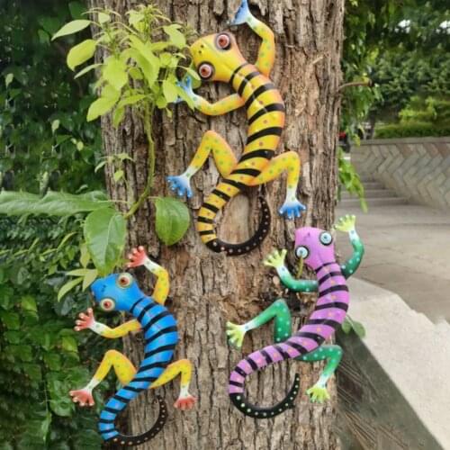 Metal Gecko Outdoor Wall Decor Lizard Outdoor Wall Hanging Lizard Statue Sculpture Artwork Balcony Large Fence Garden Decoration