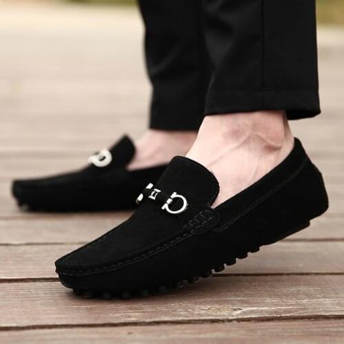 Mens Loafers Slip On Driving Shoes Casual Penny Loafers Moccasins Shoes Luxury Leather Man Flats Lofer Mocassin Home Grey