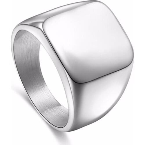 Fashion Men Solid Polished Stainless Steel Band Biker Signet Ring for mens gift