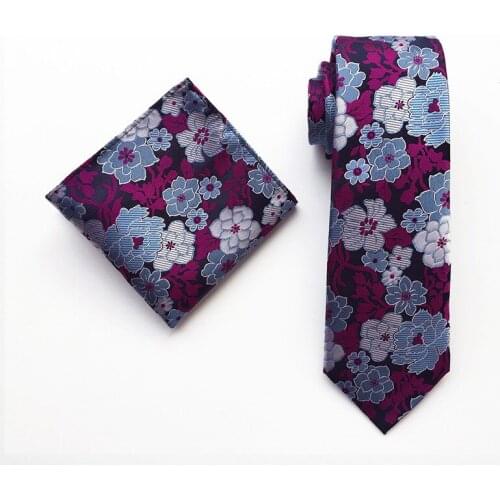 New Fashion Plum Blossom Paisley Tie Polyester Silk Square Scarf Mens Tie Pocket Towel Set Business Casual Men Tie 2 Sets